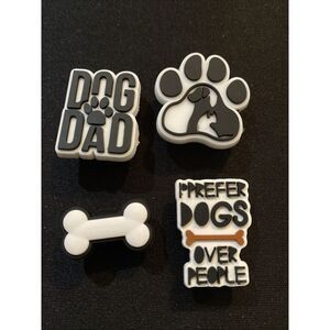Dog Dad w/‎ PawPrint Croc Shoe Charms Accessory Four Piece Collection